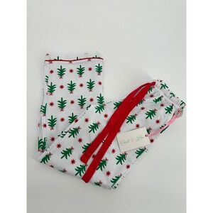 Cecil and Lou Kids Christmas Pajama Pants Size‎ 7 Green Trees Red Stars